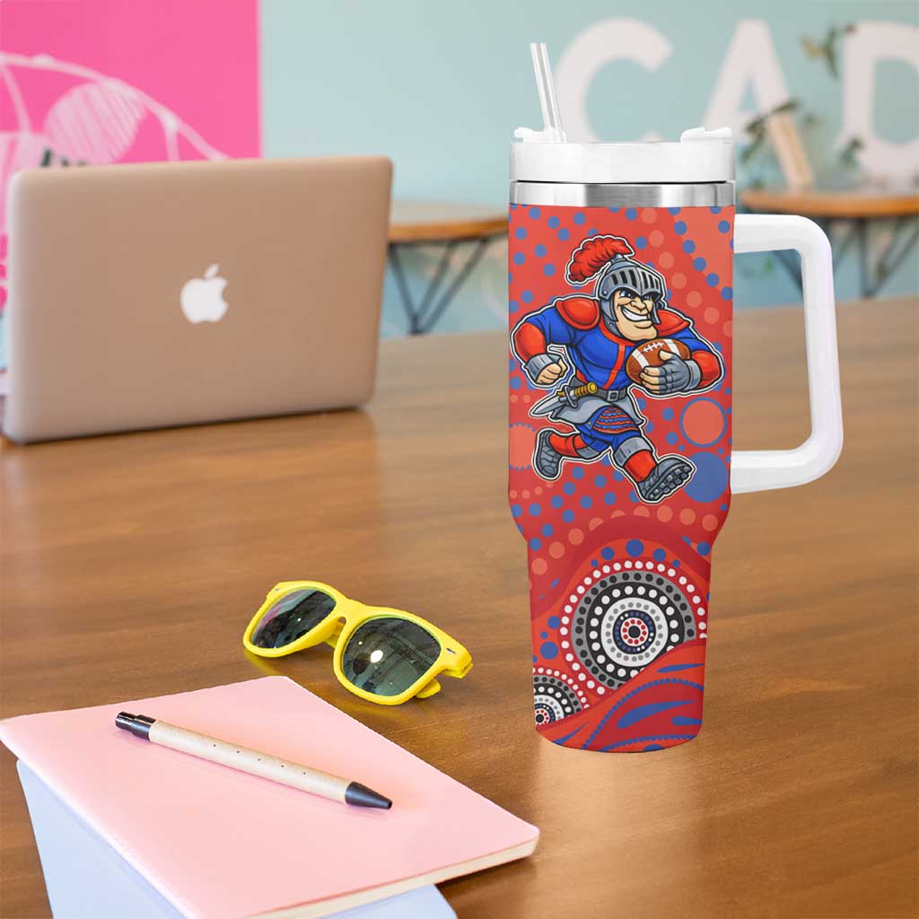 Newcastle Knights Tumbler With Handle Aboriginal Dot Pattern - Rugby Mascot Heritage Pride