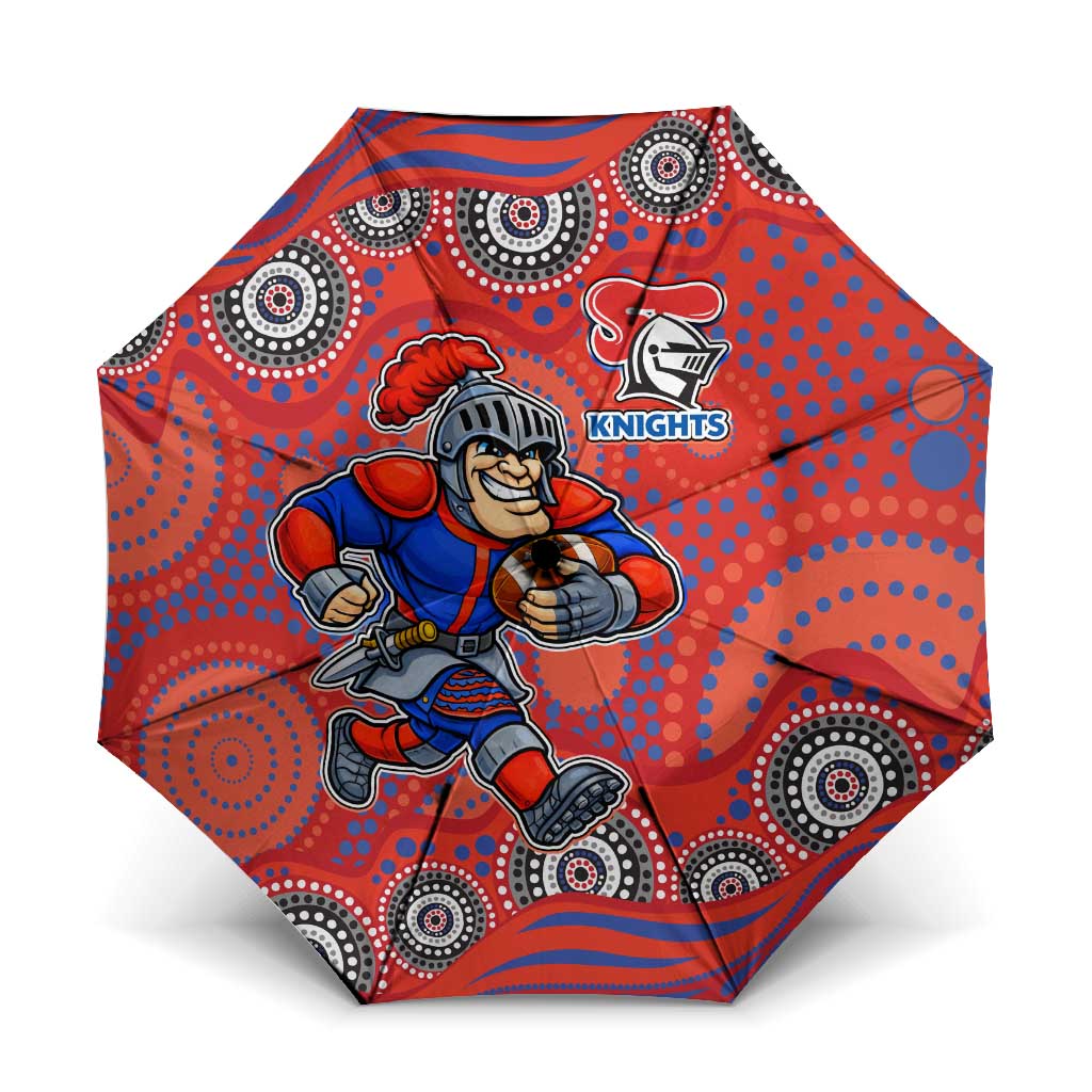 Newcastle Knights Umbrella Aboriginal Dot Pattern - Rugby Mascot Heritage Pride