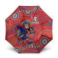 Newcastle Knights Umbrella Aboriginal Dot Pattern - Rugby Mascot Heritage Pride