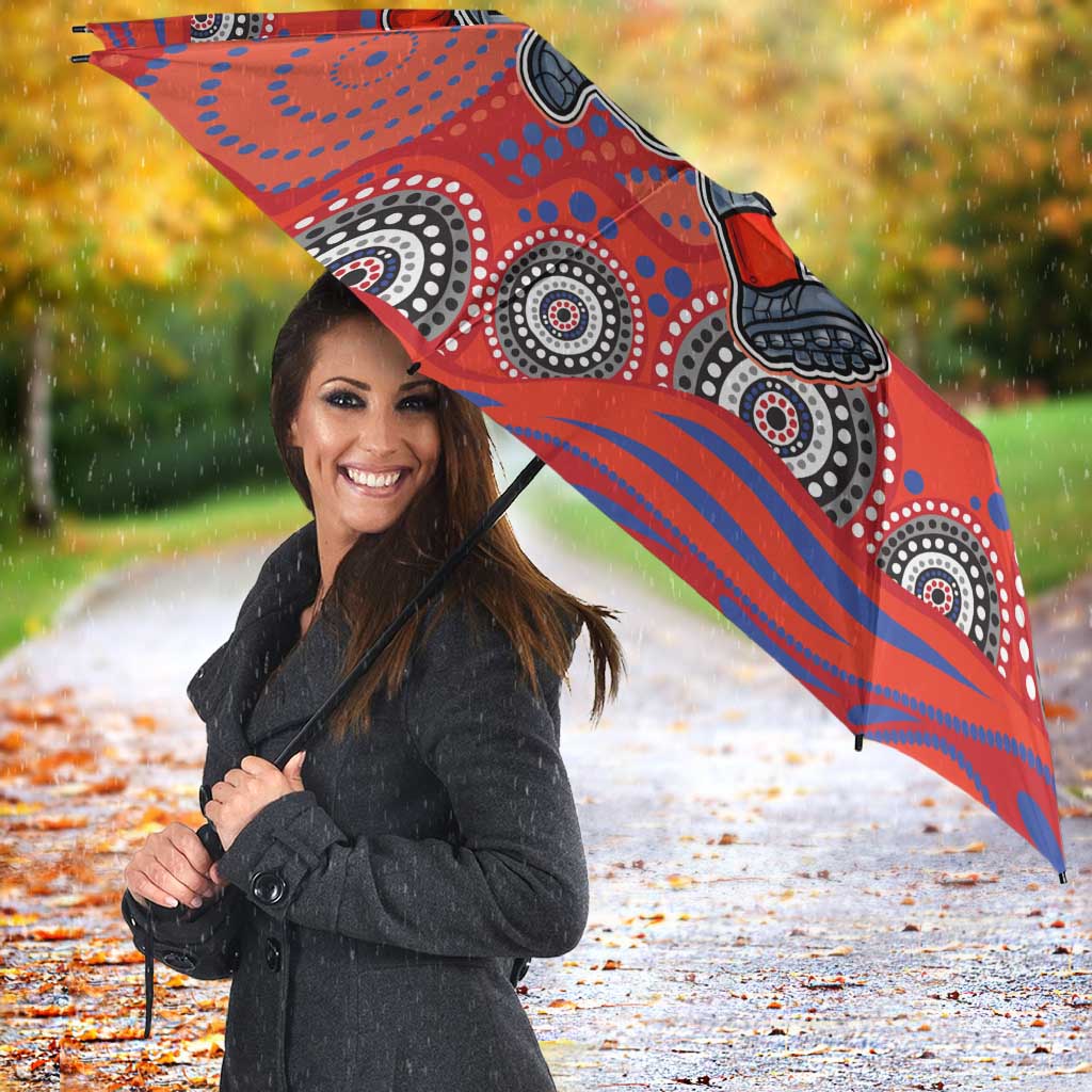 Newcastle Knights Umbrella Aboriginal Dot Pattern - Rugby Mascot Heritage Pride