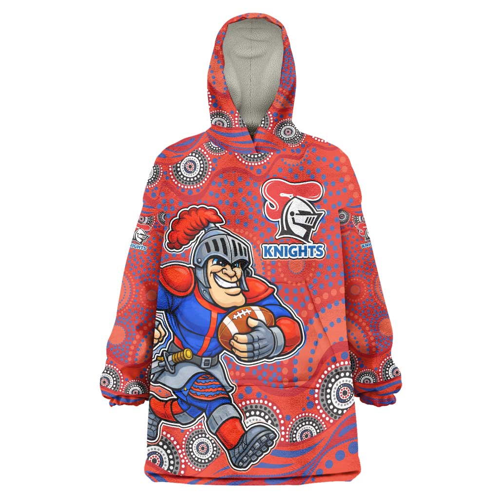 Newcastle Knights Wearable Blanket Hoodie Aboriginal Dot Pattern - Rugby Mascot Heritage Pride