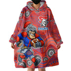 Newcastle Knights Wearable Blanket Hoodie Aboriginal Dot Pattern - Rugby Mascot Heritage Pride