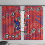 Newcastle Knights Window Curtain Aboriginal Dot Pattern - Rugby Mascot Heritage Pride