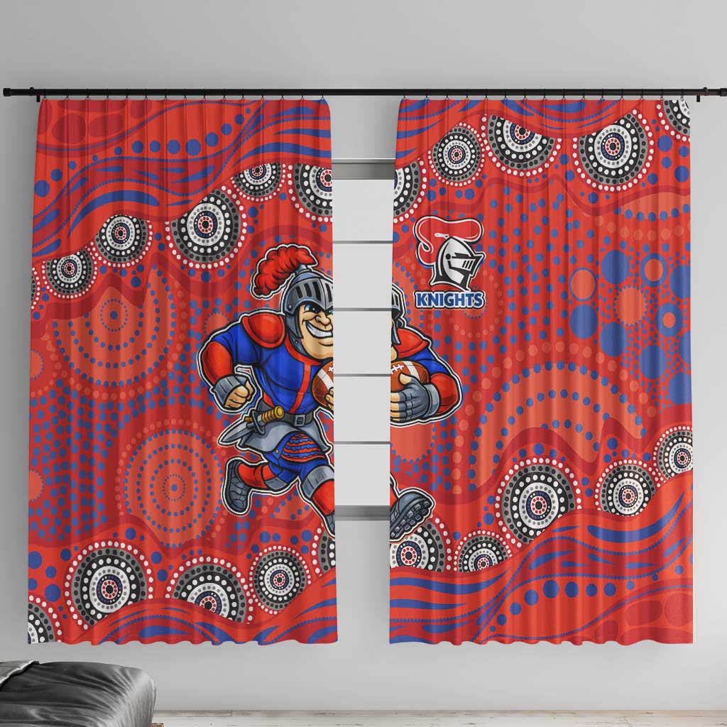 Newcastle Knights Window Curtain Aboriginal Dot Pattern - Rugby Mascot Heritage Pride