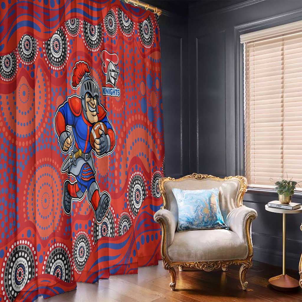 Newcastle Knights Window Curtain Aboriginal Dot Pattern - Rugby Mascot Heritage Pride