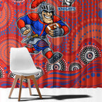 Newcastle Knights Window Curtain Aboriginal Dot Pattern - Rugby Mascot Heritage Pride