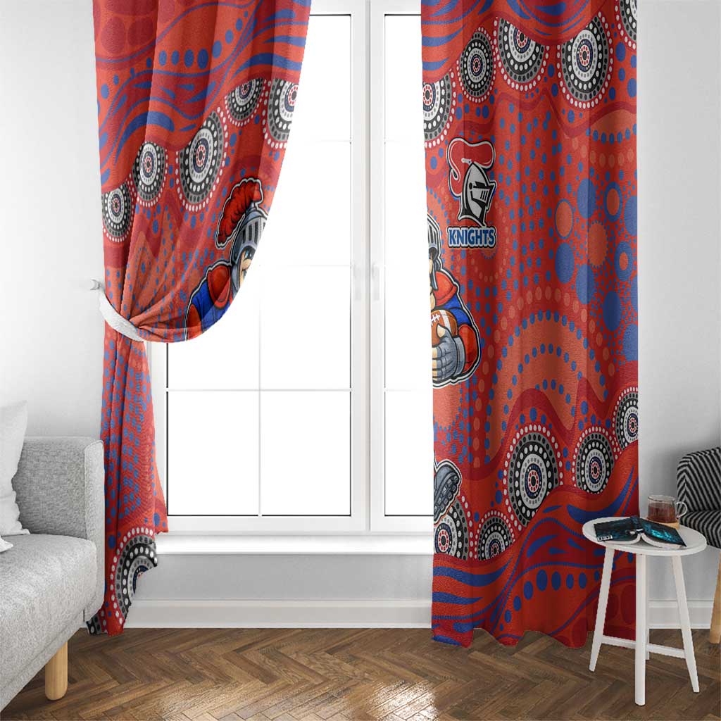 Newcastle Knights Window Curtain Aboriginal Dot Pattern - Rugby Mascot Heritage Pride