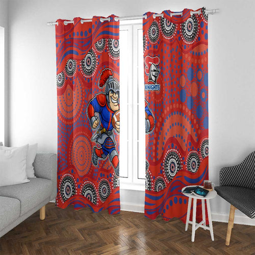 Newcastle Knights Window Curtain Aboriginal Dot Pattern - Rugby Mascot Heritage Pride