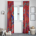 Newcastle Knights Window Curtain Aboriginal Dot Pattern - Rugby Mascot Heritage Pride