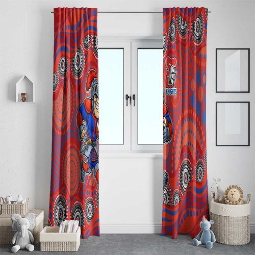 Newcastle Knights Window Curtain Aboriginal Dot Pattern - Rugby Mascot Heritage Pride