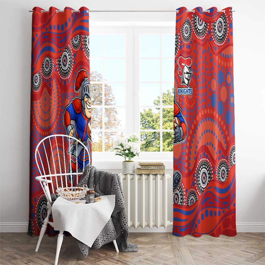 Newcastle Knights Window Curtain Aboriginal Dot Pattern - Rugby Mascot Heritage Pride