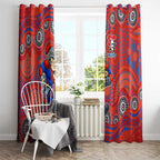 Newcastle Knights Window Curtain Aboriginal Dot Pattern - Rugby Mascot Heritage Pride