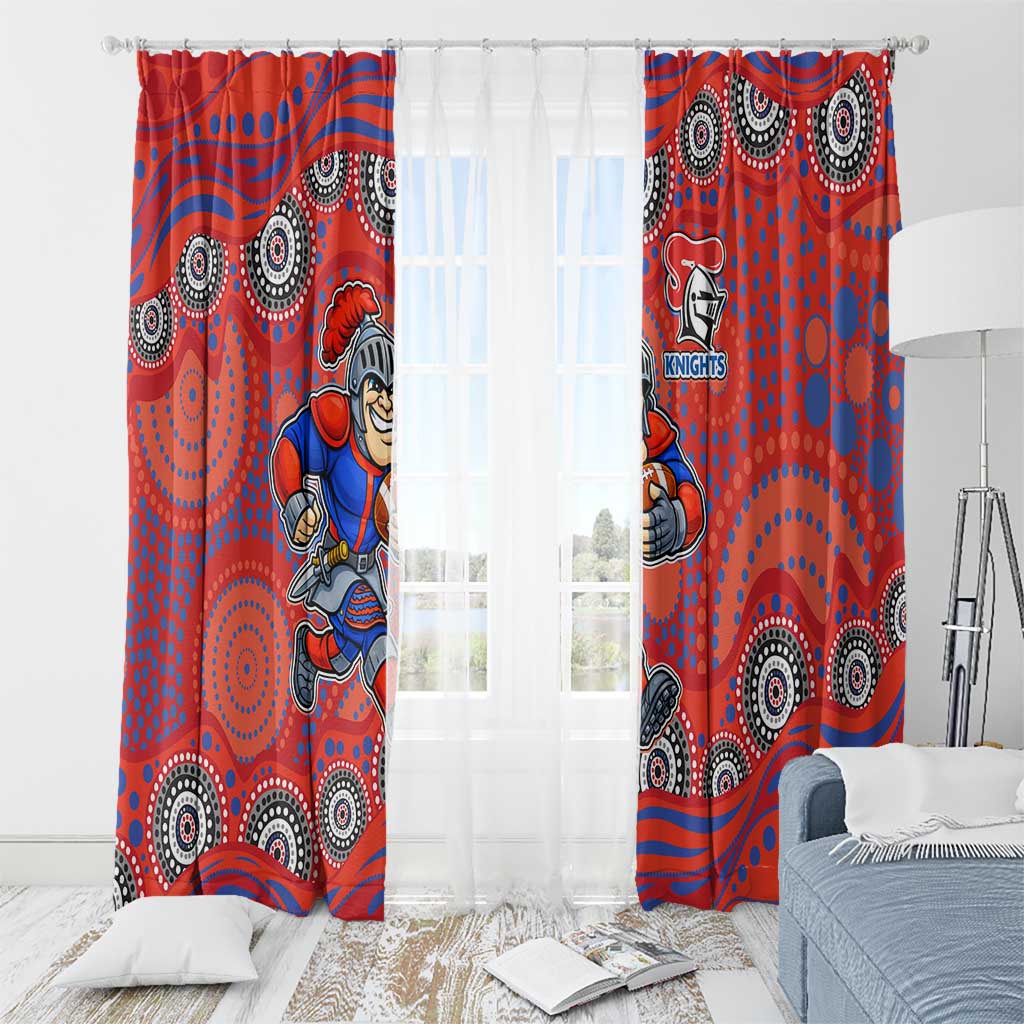 Newcastle Knights Window Curtain Aboriginal Dot Pattern - Rugby Mascot Heritage Pride