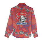 Newcastle Knights Women Casual Shirt Aboriginal Dot Pattern - Rugby Mascot Heritage Pride