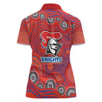 Newcastle Knights Women Polo Shirt Aboriginal Dot Pattern - Rugby Mascot Heritage Pride