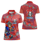 Newcastle Knights Women Polo Shirt Aboriginal Dot Pattern - Rugby Mascot Heritage Pride