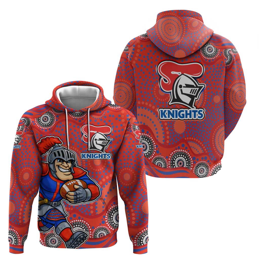 Newcastle Knights Zip Hoodie Aboriginal Dot Pattern - Rugby Mascot Heritage Pride