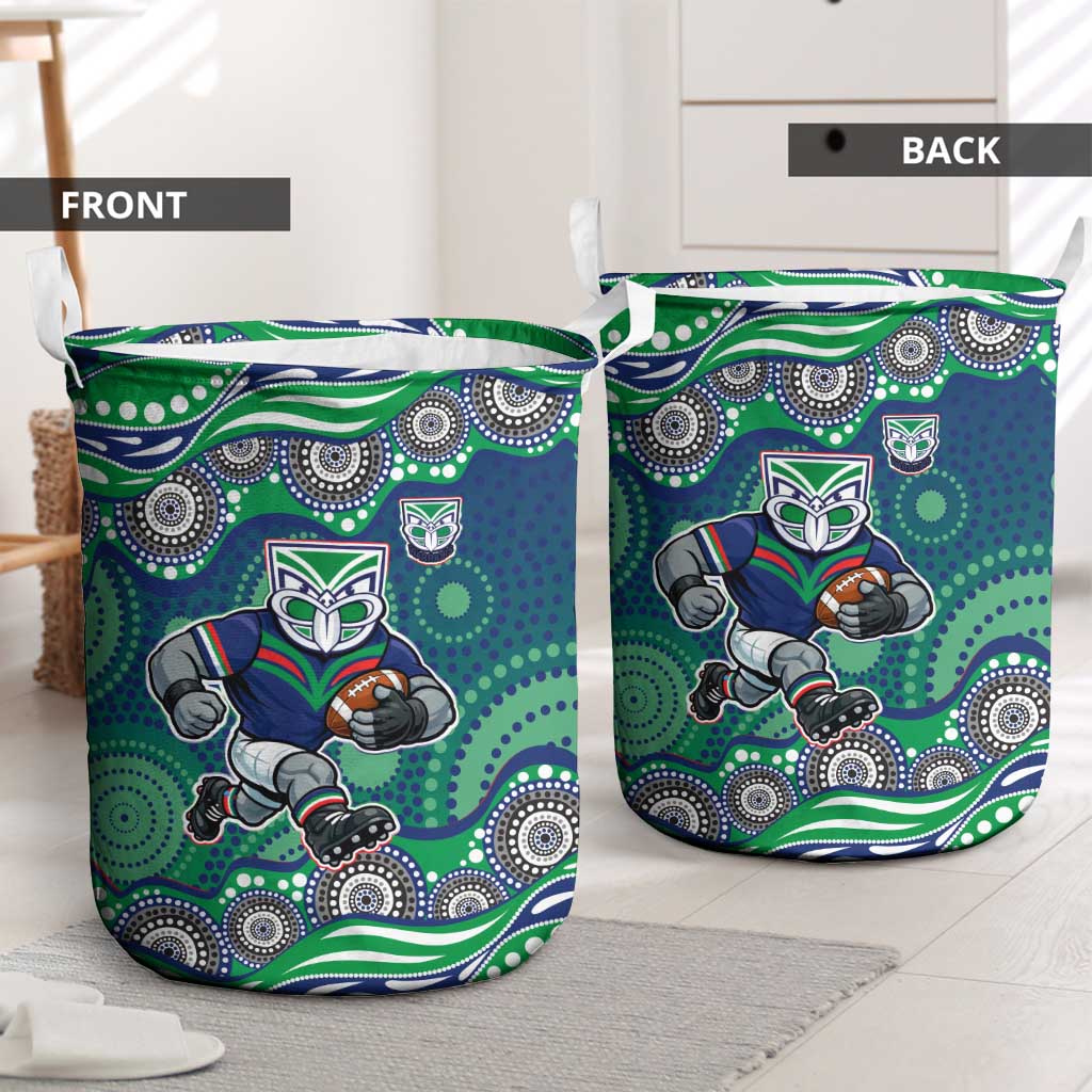 New Zealand Warriors Laundry Basket Aboriginal Dot Pattern - Rugby Mascot Heritage Pride