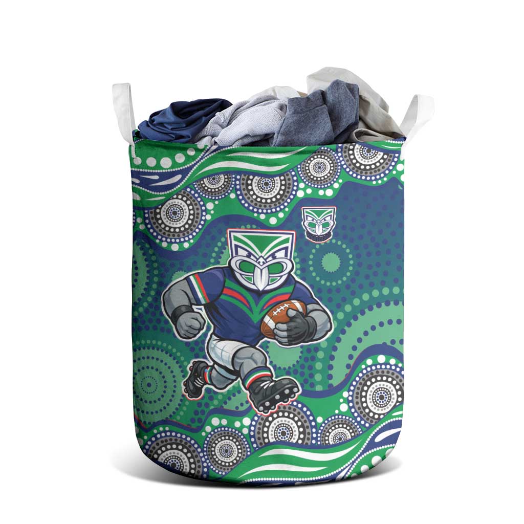 New Zealand Warriors Laundry Basket Aboriginal Dot Pattern - Rugby Mascot Heritage Pride