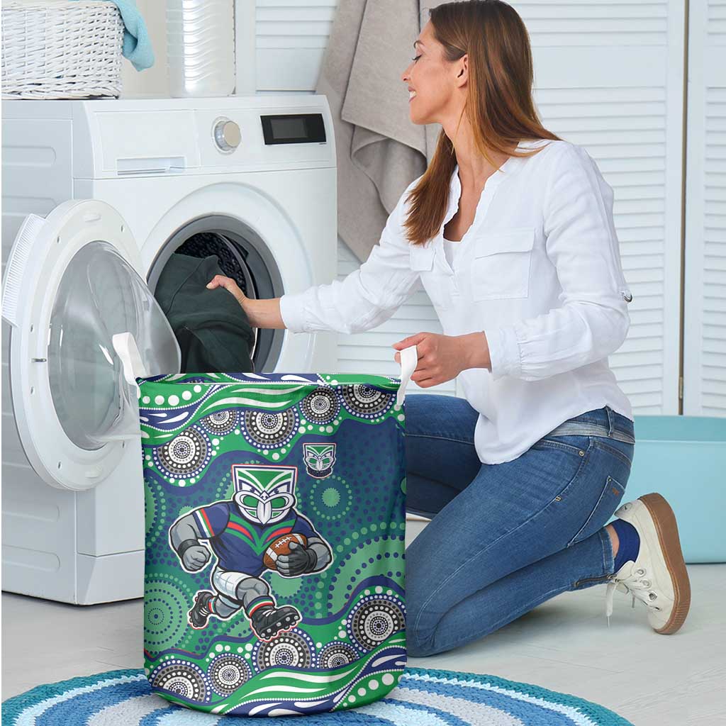 New Zealand Warriors Laundry Basket Aboriginal Dot Pattern - Rugby Mascot Heritage Pride