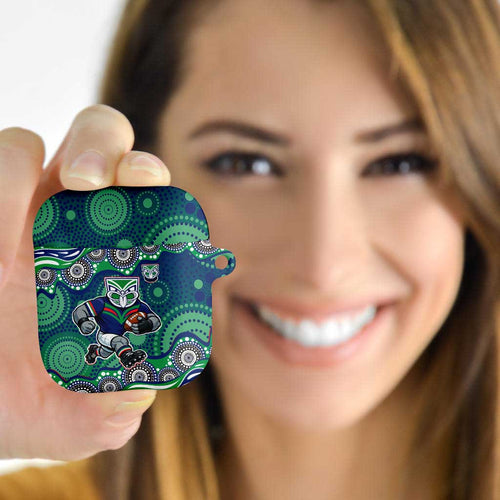 New Zealand Warriors AirPods Case Aboriginal Dot Pattern - Rugby Mascot Heritage Pride