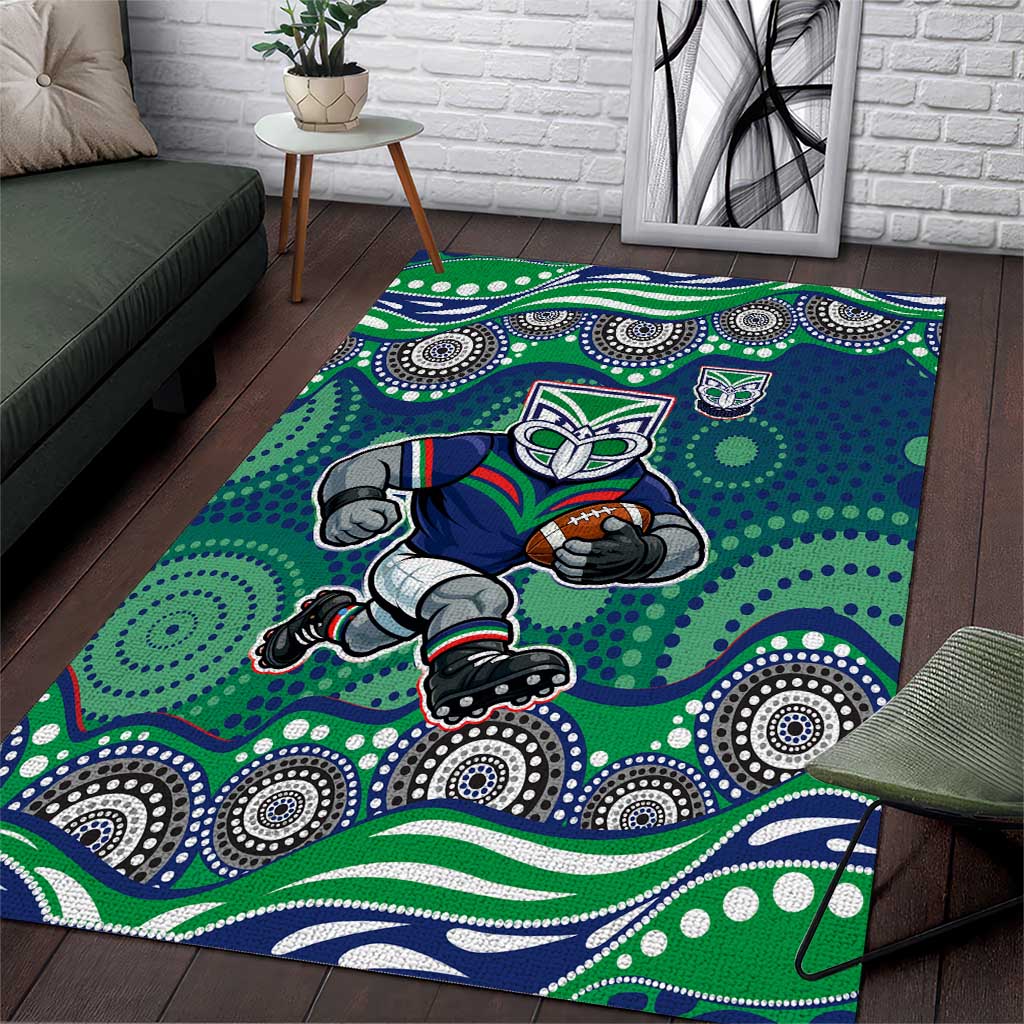 New Zealand Warriors Area Rug Aboriginal Dot Pattern - Rugby Mascot Heritage Pride