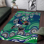 New Zealand Warriors Area Rug Aboriginal Dot Pattern - Rugby Mascot Heritage Pride