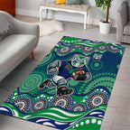 New Zealand Warriors Area Rug Aboriginal Dot Pattern - Rugby Mascot Heritage Pride