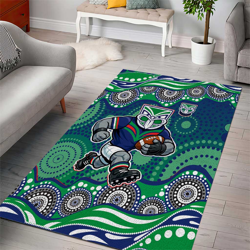 New Zealand Warriors Area Rug Aboriginal Dot Pattern - Rugby Mascot Heritage Pride