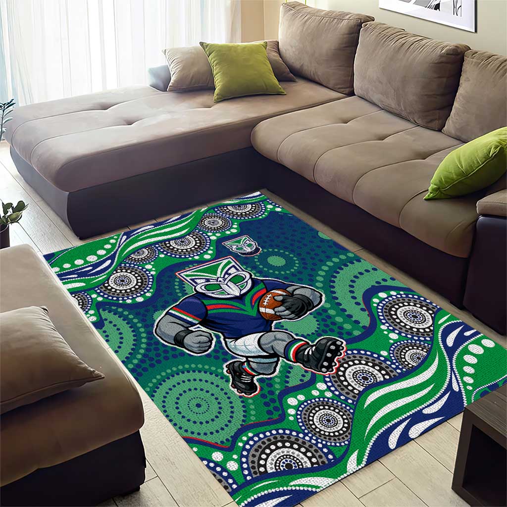 New Zealand Warriors Area Rug Aboriginal Dot Pattern - Rugby Mascot Heritage Pride