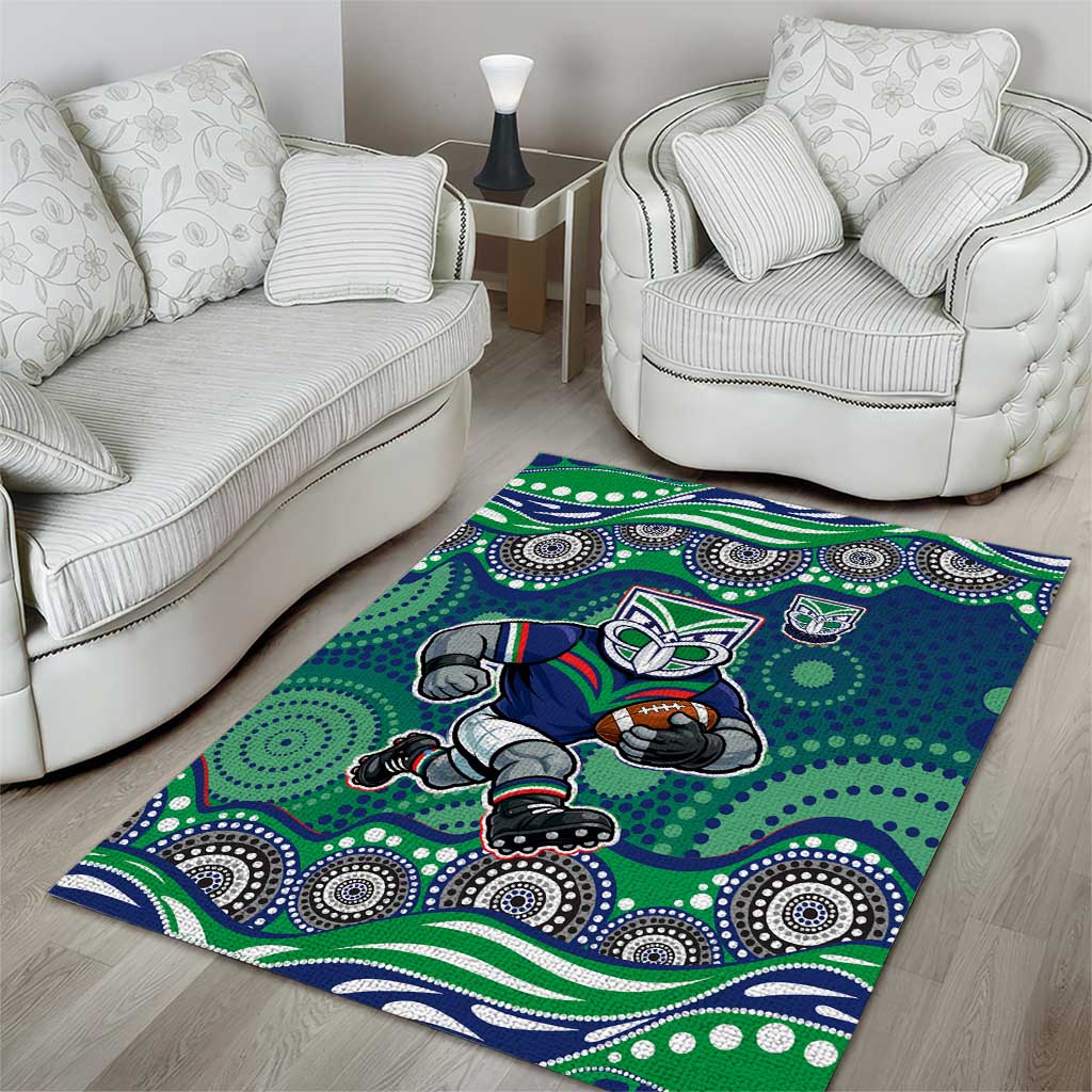 New Zealand Warriors Area Rug Aboriginal Dot Pattern - Rugby Mascot Heritage Pride