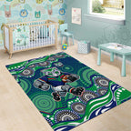 New Zealand Warriors Area Rug Aboriginal Dot Pattern - Rugby Mascot Heritage Pride