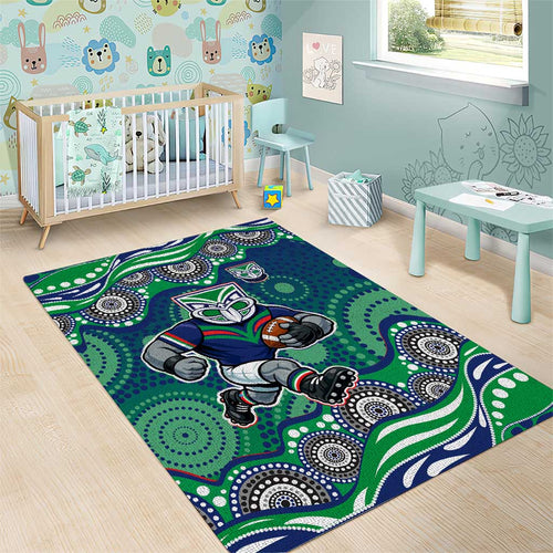 New Zealand Warriors Area Rug Aboriginal Dot Pattern - Rugby Mascot Heritage Pride