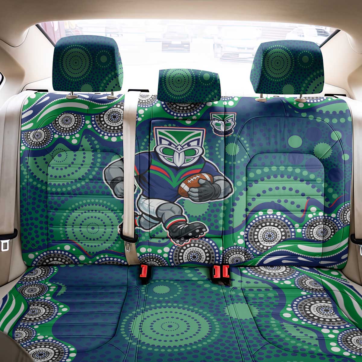 New Zealand Warriors Back Car Seat Cover Aboriginal Dot Pattern - Rugby Mascot Heritage Pride
