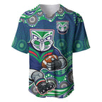 New Zealand Warriors Baseball Jersey Aboriginal Dot Pattern - Rugby Mascot Heritage Pride