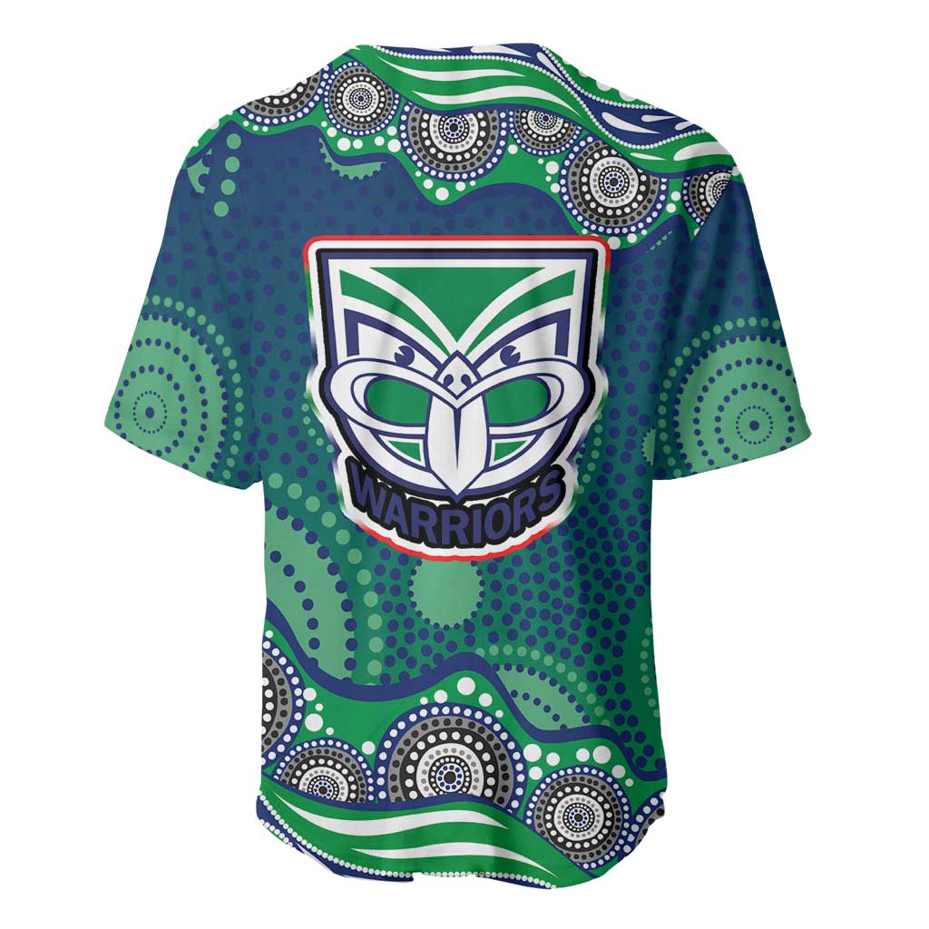 New Zealand Warriors Baseball Jersey Aboriginal Dot Pattern - Rugby Mascot Heritage Pride