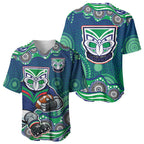 New Zealand Warriors Baseball Jersey Aboriginal Dot Pattern - Rugby Mascot Heritage Pride
