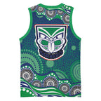 New Zealand Warriors Basketball Jersey Aboriginal Dot Pattern - Rugby Mascot Heritage Pride