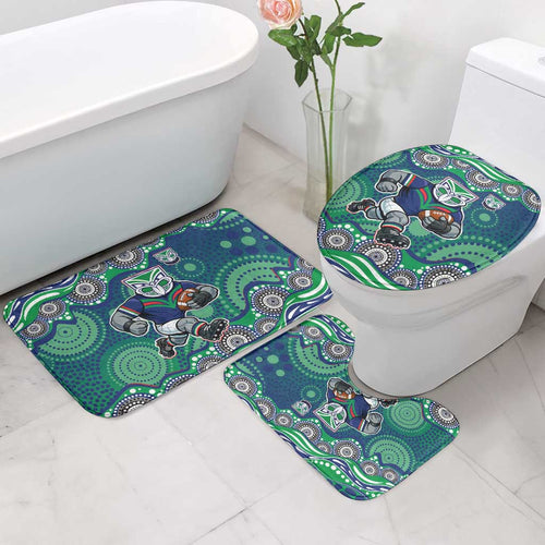 New Zealand Warriors Bathroom Set Aboriginal Dot Pattern - Rugby Mascot Heritage Pride
