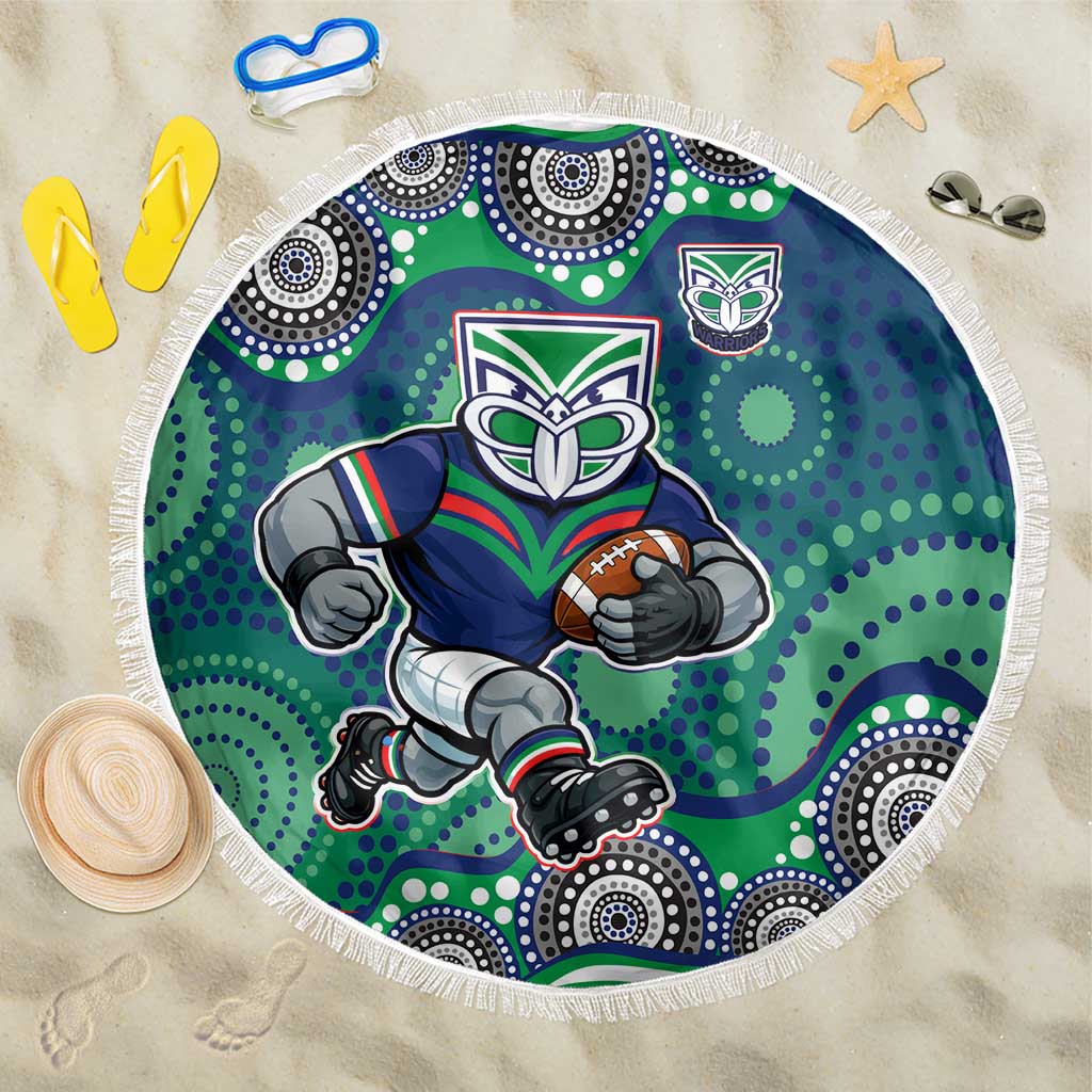 New Zealand Warriors Beach Blanket Aboriginal Dot Pattern - Rugby Mascot Heritage Pride