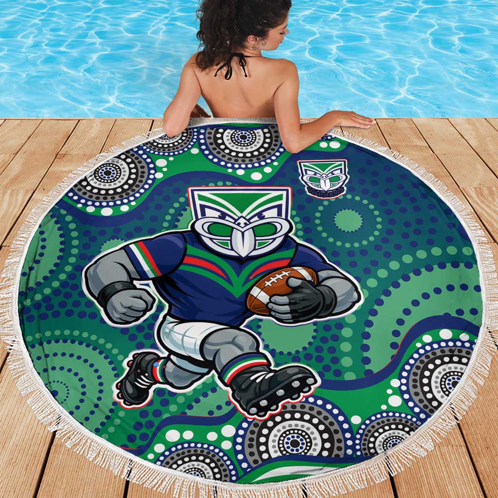 New Zealand Warriors Beach Blanket Aboriginal Dot Pattern - Rugby Mascot Heritage Pride
