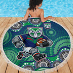 New Zealand Warriors Beach Blanket Aboriginal Dot Pattern - Rugby Mascot Heritage Pride