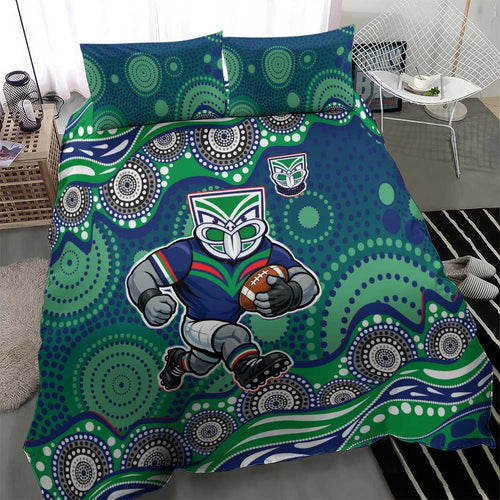 New Zealand Warriors Bedding Set Aboriginal Dot Pattern - Rugby Mascot Heritage Pride