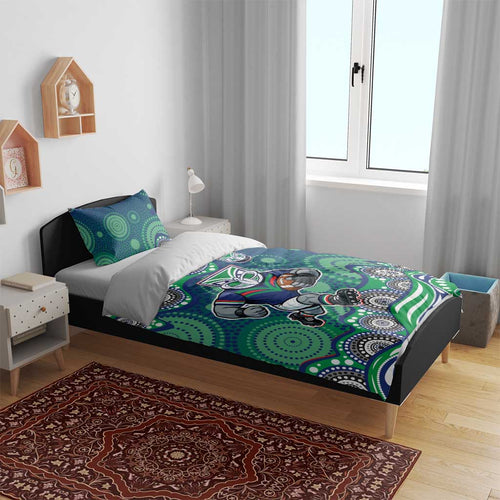 New Zealand Warriors Bedding Set Aboriginal Dot Pattern - Rugby Mascot Heritage Pride