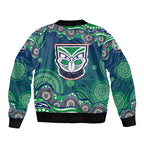 New Zealand Warriors Bomber Jacket Aboriginal Dot Pattern - Rugby Mascot Heritage Pride