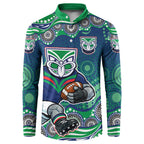New Zealand Warriors Button Sweatshirt Aboriginal Dot Pattern - Rugby Mascot Heritage Pride