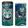 New Zealand Warriors 4 in 1 Can Cooler Tumbler Aboriginal Dot Pattern - Rugby Mascot Heritage Pride