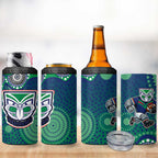 New Zealand Warriors 4 in 1 Can Cooler Tumbler Aboriginal Dot Pattern - Rugby Mascot Heritage Pride