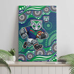 New Zealand Warriors Canvas Wall Art Aboriginal Dot Pattern - Rugby Mascot Heritage Pride