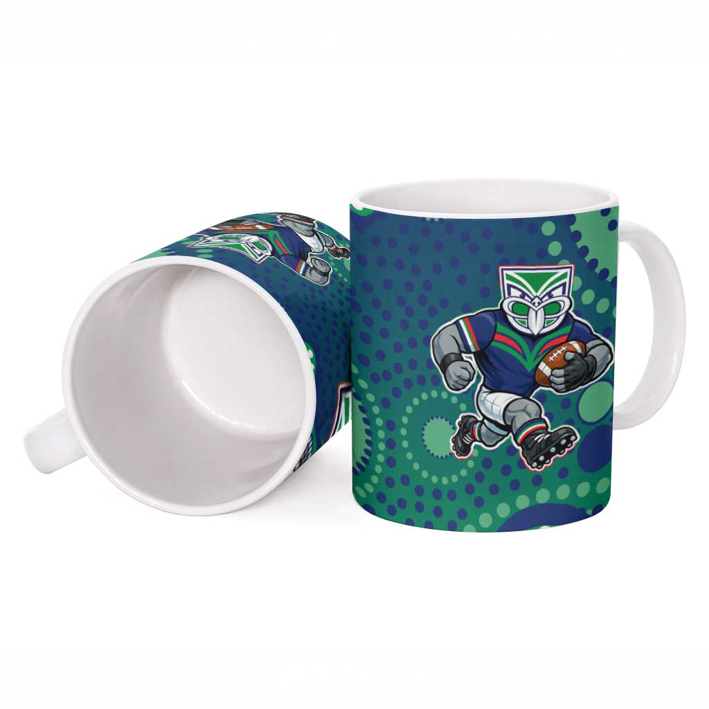 New Zealand Warriors Ceramic Mug Aboriginal Dot Pattern - Rugby Mascot Heritage Pride